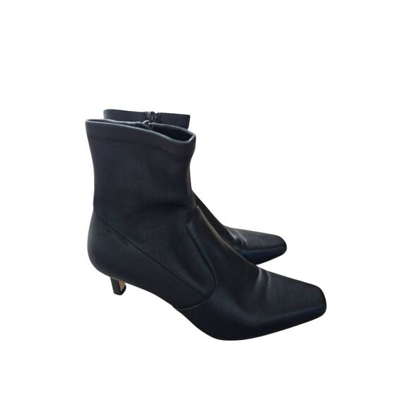 Paige Boots Annika Kitten Heel Size 6 Black Leather Pull On Sock Booties - Picture 2 of 7